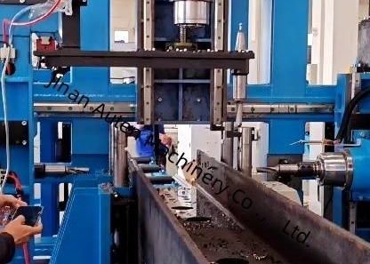 3 Conjuntos de revistas de herramientas 3D CNC H Beam Perforación Tapping y máquina de corte Φ10 Unidad de marcado hidráulico
