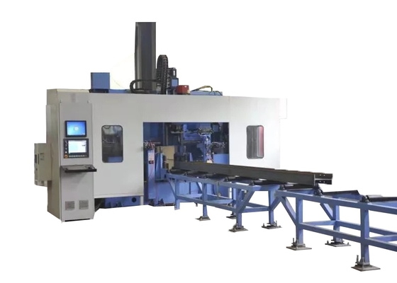 Línea de máquina CNC para taladrado, roscado y marcado de vigas con diámetros de agujero de 5-30 MM, almacén de herramientas estilo 4 x 3 filas