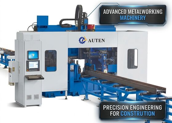 55KW Potencia total Cnc I viga de perforación máquina de procesamiento de aserradura línea 3 revistas de herramientas